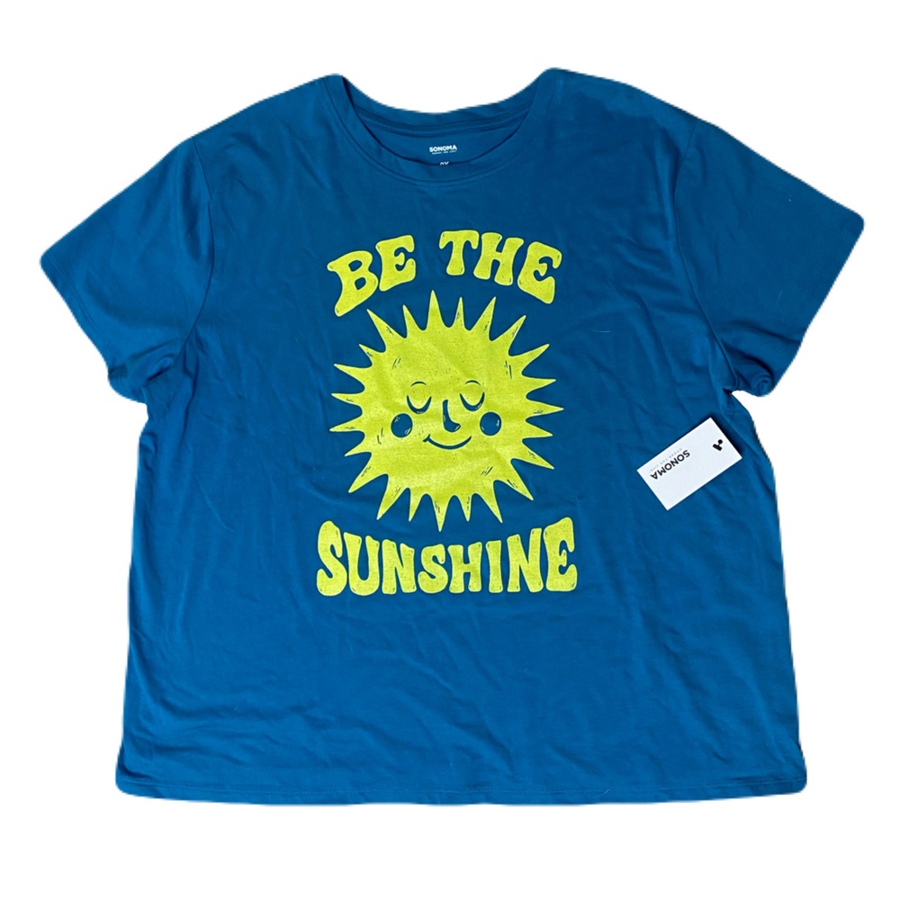 Sonoma Blue Tee w/ Yellow Sun Graphic “Be The Sunshine” Women’s 0X